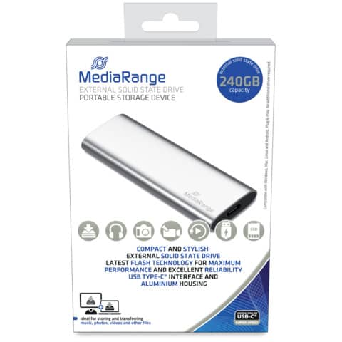 Unità SSD esterna - USB Type-C® 240 Gb Media Range argento MR1101